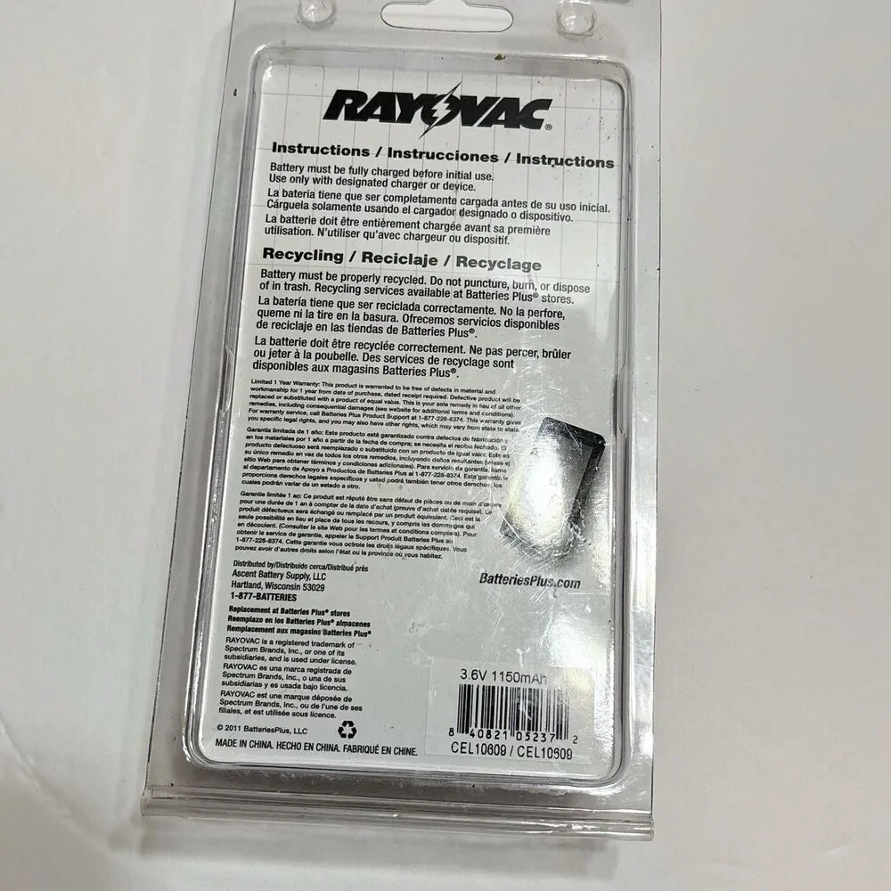 Rayovac Cell/Smartphone Battery CEL10609 2011 NOS